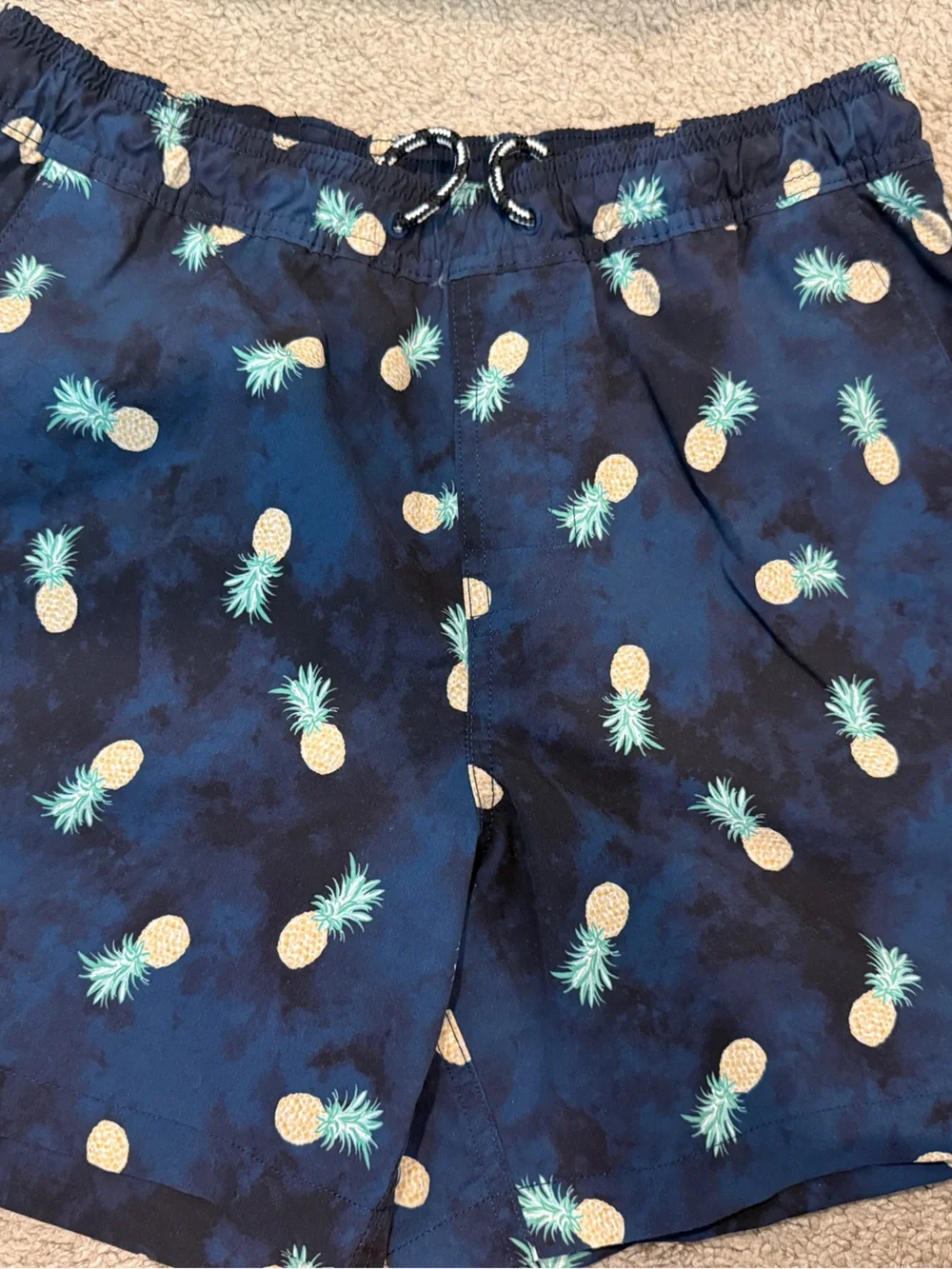 American Eagle Outfitters Navy Swim Shorts with Pineapple Print